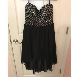 Love Reign Black & Gold Sequin High-Low Dress